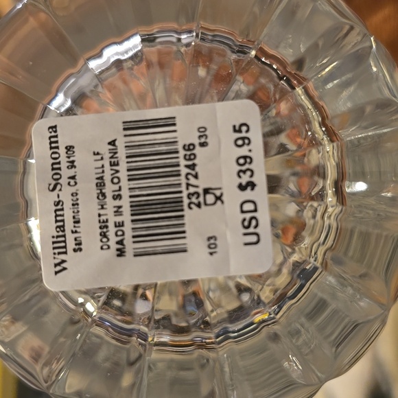 Williams Sonoma Dorset Highball Crystal Glass, Retail Price $39.95US - Picture 7 of 11